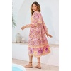 image:imageRVivimos Womens Long Sleeve Casual Boho Floral Midi Dresses  Retro V Neck Tassel Tie Beach Vacation Outfits Resort WearBlush