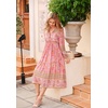 image:imageRVivimos Womens Long Sleeve Casual Boho Floral Midi Dresses  Retro V Neck Tassel Tie Beach Vacation Outfits Resort WearCoralpink