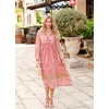 image:imageRVivimos Womens Long Sleeve Casual Boho Floral Midi Dresses  Retro V Neck Tassel Tie Beach Vacation Outfits Resort WearCoralpink