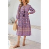 image:imageRVivimos Womens Long Sleeve Casual Boho Floral Midi Dresses  Retro V Neck Tassel Tie Beach Vacation Outfits Resort WearDark Purple