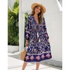 image:imageRVivimos Womens Long Sleeve Casual Boho Floral Midi Dresses  Retro V Neck Tassel Tie Beach Vacation Outfits Resort WearDarkblue