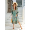 image:imageRVivimos Womens Long Sleeve Casual Boho Floral Midi Dresses  Retro V Neck Tassel Tie Beach Vacation Outfits Resort WearGreen