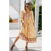 image:imageRVivimos Womens Long Sleeve Casual Boho Floral Midi Dresses  Retro V Neck Tassel Tie Beach Vacation Outfits Resort WearLemon