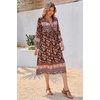 image:imageRVivimos Womens Long Sleeve Casual Boho Floral Midi Dresses  Retro V Neck Tassel Tie Beach Vacation Outfits Resort WearMultiblack