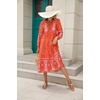image:imageRVivimos Womens Long Sleeve Casual Boho Floral Midi Dresses  Retro V Neck Tassel Tie Beach Vacation Outfits Resort WearOrange2