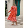 image:imageRVivimos Womens Long Sleeve Casual Boho Floral Midi Dresses  Retro V Neck Tassel Tie Beach Vacation Outfits Resort WearOrange2