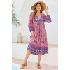 image:imageRVivimos Womens Long Sleeve Casual Boho Floral Midi Dresses  Retro V Neck Tassel Tie Beach Vacation Outfits Resort WearPink