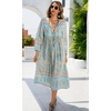 image:imageRVivimos Womens Long Sleeve Casual Boho Floral Midi Dresses  Retro V Neck Tassel Tie Beach Vacation Outfits Resort WearSkyblue1