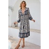 image:imageRVivimos Womens Long Sleeve Casual Boho Floral Midi Dresses  Retro V Neck Tassel Tie Beach Vacation Outfits Resort WearSmokeblack