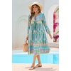 image:imageRVivimos Womens Long Sleeve Casual Boho Floral Midi Dresses  Retro V Neck Tassel Tie Beach Vacation Outfits Resort WearTeal