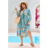 image:imageRVivimos Womens Long Sleeve Casual Boho Floral Midi Dresses  Retro V Neck Tassel Tie Beach Vacation Outfits Resort WearTeal