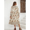 image:imageRVivimos Womens Long Sleeve Casual Boho Floral Midi Dresses  Retro V Neck Tassel Tie Beach Vacation Outfits Resort WearWhite
