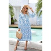 image:imageRVivimos Womens Long Sleeve Floral V Neck Bohemian Midi Dress  Retro Tassel Tie Casual Loose Beach Vacation Outfits Resort WearAzureblue