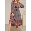 image:imageRVivimos Womens Long Sleeve Floral V Neck Bohemian Midi Dress  Retro Tassel Tie Casual Loose Beach Vacation Outfits Resort WearBlack3