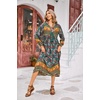 image:imageRVivimos Womens Long Sleeve Floral V Neck Bohemian Midi Dress  Retro Tassel Tie Casual Loose Beach Vacation Outfits Resort WearDarkgreen