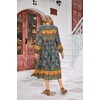 image:imageRVivimos Womens Long Sleeve Floral V Neck Bohemian Midi Dress  Retro Tassel Tie Casual Loose Beach Vacation Outfits Resort WearDarkgreen
