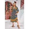 image:imageRVivimos Womens Long Sleeve Floral V Neck Bohemian Midi Dress  Retro Tassel Tie Casual Loose Beach Vacation Outfits Resort WearDarkgreen