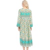 image:imageRVivimos Womens Long Sleeve Floral V Neck Bohemian Midi Dress  Retro Tassel Tie Casual Loose Beach Vacation Outfits Resort WearMultigreen