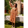 image:imageRVivimos Womens Long Sleeve Floral V Neck Bohemian Midi Dress  Retro Tassel Tie Casual Loose Beach Vacation Outfits Resort WearOrange
