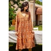image:imageRVivimos Womens Long Sleeve Floral V Neck Bohemian Midi Dress  Retro Tassel Tie Casual Loose Beach Vacation Outfits Resort WearOrange