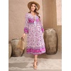 image:imageRVivimos Womens Long Sleeve Floral V Neck Bohemian Midi Dress  Retro Tassel Tie Casual Loose Beach Vacation Outfits Resort WearOrchid