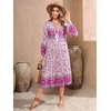 image:imageRVivimos Womens Long Sleeve Floral V Neck Bohemian Midi Dress  Retro Tassel Tie Casual Loose Beach Vacation Outfits Resort WearOrchid