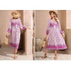 image:imageRVivimos Womens Long Sleeve Floral V Neck Bohemian Midi Dress  Retro Tassel Tie Casual Loose Beach Vacation Outfits Resort WearOrchid