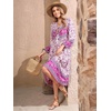 image:imageRVivimos Womens Long Sleeve Floral V Neck Bohemian Midi Dress  Retro Tassel Tie Casual Loose Beach Vacation Outfits Resort WearOrchid
