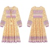 image:imageRVivimos Womens Long Sleeve Floral V Neck Bohemian Midi Dress  Retro Tassel Tie Casual Loose Beach Vacation Outfits Resort WearPurpleyellow