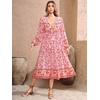 image:imageRVivimos Womens Long Sleeve Floral V Neck Bohemian Midi Dress  Retro Tassel Tie Casual Loose Beach Vacation Outfits Resort WearRosepink