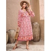 image:imageRVivimos Womens Long Sleeve Floral V Neck Bohemian Midi Dress  Retro Tassel Tie Casual Loose Beach Vacation Outfits Resort WearRosepink