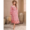 image:imageRVivimos Womens Long Sleeve Floral V Neck Bohemian Midi Dress  Retro Tassel Tie Casual Loose Beach Vacation Outfits Resort WearRosepink
