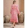image:imageRVivimos Womens Long Sleeve Floral V Neck Bohemian Midi Dress  Retro Tassel Tie Casual Loose Beach Vacation Outfits Resort WearRosepink