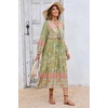 image:imageRVivimos Womens Long Sleeve Floral V Neck Bohemian Midi Dress  Retro Tassel Tie Casual Loose Beach Vacation Outfits Resort WearTendergreen