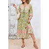 image:imageRVivimos Womens Long Sleeve Floral V Neck Bohemian Midi Dress  Retro Tassel Tie Casual Loose Beach Vacation Outfits Resort WearTendergreen