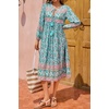 image:imageRVivimos Womens Long Sleeve Floral V Neck Bohemian Midi Dress  Retro Tassel Tie Casual Loose Beach Vacation Outfits Resort WearTurquoise