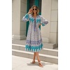 image:imageRVivimos Womens Long Sleeve Floral V Neck Bohemian Midi Dress  Retro Tassel Tie Casual Loose Beach Vacation Outfits Resort WearWhitepurple