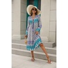 image:imageRVivimos Womens Long Sleeve Floral V Neck Bohemian Midi Dress  Retro Tassel Tie Casual Loose Beach Vacation Outfits Resort WearWhitepurple