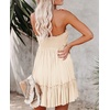 image:imageRVivimos Womens Summer Boho Sleeveless Tube Top Mini Dress  Tie Front Ruffle Hem Vacation Beach Sundress Casual Resort WearBeige
