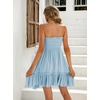 image:imageRVivimos Womens Summer Boho Sleeveless Tube Top Mini Dress  Tie Front Ruffle Hem Vacation Beach Sundress Casual Resort WearBlue