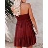 image:imageRVivimos Womens Summer Boho Sleeveless Tube Top Mini Dress  Tie Front Ruffle Hem Vacation Beach Sundress Casual Resort WearBurgundy