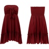 image:imageRVivimos Womens Summer Boho Sleeveless Tube Top Mini Dress  Tie Front Ruffle Hem Vacation Beach Sundress Casual Resort WearBurgundy