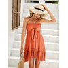 image:imageRVivimos Womens Summer Boho Sleeveless Tube Top Mini Dress  Tie Front Ruffle Hem Vacation Beach Sundress Casual Resort WearOrange