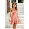 image:imageRVivimos Womens Summer Boho Sleeveless Tube Top Mini Dress  Tie Front Ruffle Hem Vacation Beach Sundress Casual Resort WearPeach