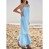 image:imageRVivimos Womens Summer Cotton Backless Casual Maxi Dress  Adjustable Spaghetti Strap Ruffle Loose Fit Boho Flowy Cami Dress Daily Wear Beach Cover Up Vacation Travel OutfitsSkyblue