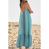 image:imageRVivimos Womens Summer Cotton Backless Casual Maxi Dress  Adjustable Spaghetti Strap Ruffle Loose Fit Boho Flowy Cami Dress Daily Wear Beach Cover Up Vacation Travel OutfitsLake Blue
