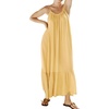 image:imageRVivimos Womens Summer Cotton Backless Casual Maxi Dress  Adjustable Spaghetti Strap Ruffle Loose Fit Boho Flowy Cami Dress Daily Wear Beach Cover Up Vacation Travel OutfitsLight Yellow