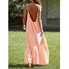 image:imageRVivimos Womens Summer Cotton Backless Casual Maxi Dress  Adjustable Spaghetti Strap Ruffle Loose Fit Boho Flowy Cami Dress Daily Wear Beach Cover Up Vacation Travel OutfitsPeachfuzz