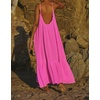 image:imageRVivimos Womens Summer Cotton Backless Casual Maxi Dress  Adjustable Spaghetti Strap Ruffle Loose Fit Boho Flowy Cami Dress Daily Wear Beach Cover Up Vacation Travel OutfitsPink