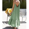 image:imageRVivimos Womens Summer Cotton Backless Casual Maxi Dress  Adjustable Spaghetti Strap Ruffle Loose Fit Boho Flowy Cami Dress Daily Wear Beach Cover Up Vacation Travel OutfitsSage Green